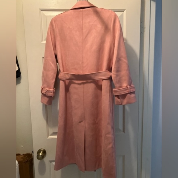Faux Suede Pink Spring Fall Coat Trench - Picture 2 of 6